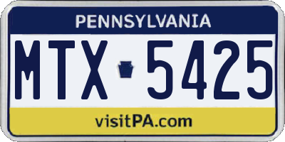 PA license plate MTX5425