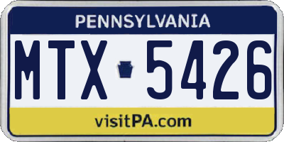 PA license plate MTX5426