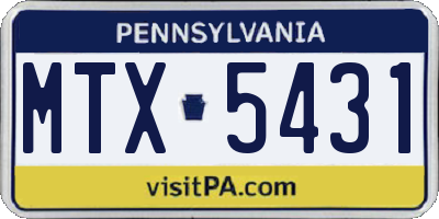PA license plate MTX5431