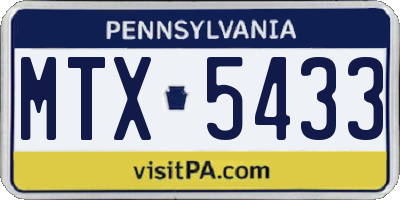 PA license plate MTX5433