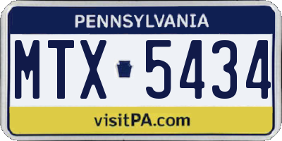 PA license plate MTX5434