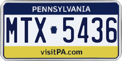 PA license plate MTX5436