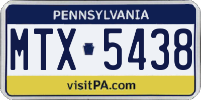 PA license plate MTX5438