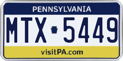 PA license plate MTX5449