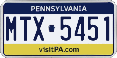 PA license plate MTX5451