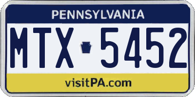 PA license plate MTX5452
