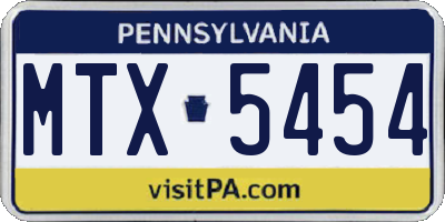 PA license plate MTX5454