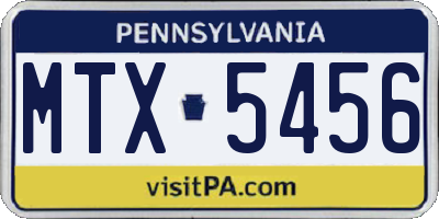PA license plate MTX5456