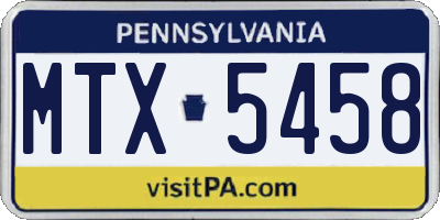 PA license plate MTX5458