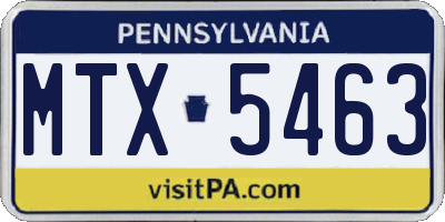 PA license plate MTX5463