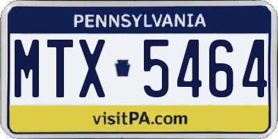 PA license plate MTX5464