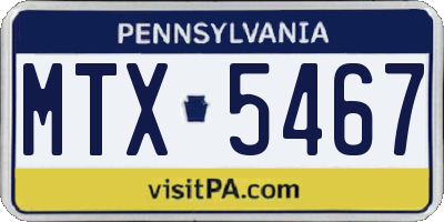 PA license plate MTX5467