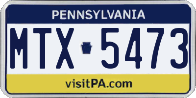 PA license plate MTX5473