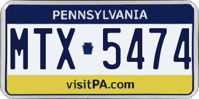 PA license plate MTX5474