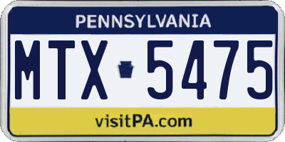 PA license plate MTX5475