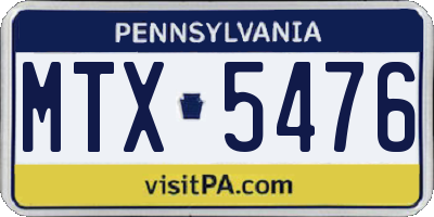 PA license plate MTX5476