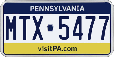 PA license plate MTX5477