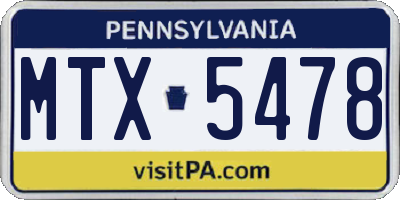 PA license plate MTX5478