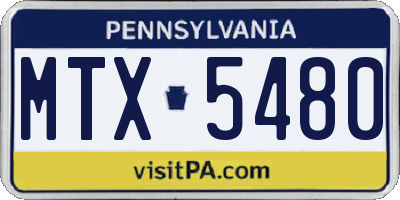 PA license plate MTX5480