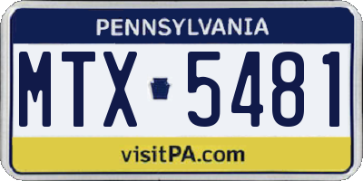 PA license plate MTX5481