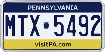 PA license plate MTX5492