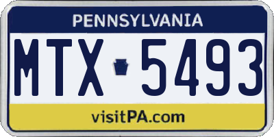 PA license plate MTX5493