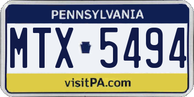 PA license plate MTX5494