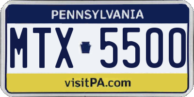 PA license plate MTX5500