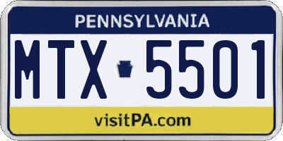 PA license plate MTX5501