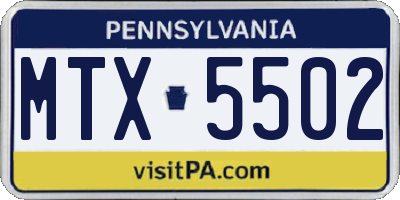 PA license plate MTX5502