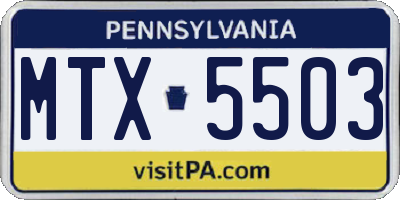 PA license plate MTX5503