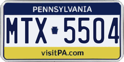 PA license plate MTX5504