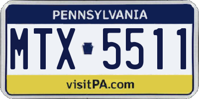PA license plate MTX5511