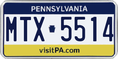 PA license plate MTX5514