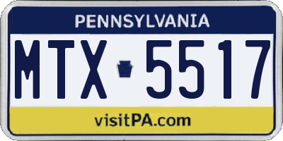 PA license plate MTX5517