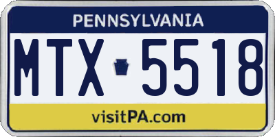 PA license plate MTX5518