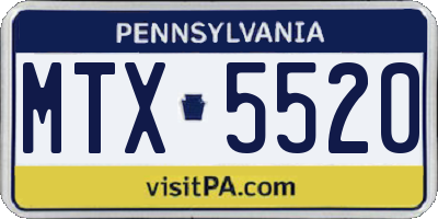 PA license plate MTX5520