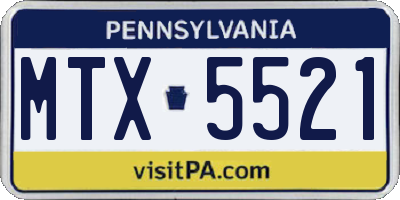 PA license plate MTX5521