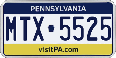 PA license plate MTX5525