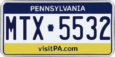 PA license plate MTX5532