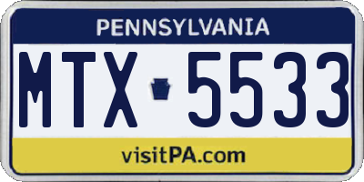 PA license plate MTX5533