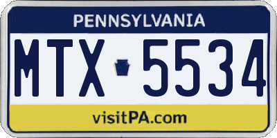PA license plate MTX5534