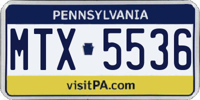PA license plate MTX5536