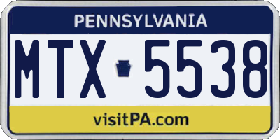 PA license plate MTX5538