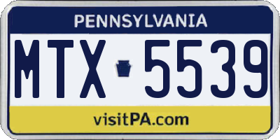 PA license plate MTX5539