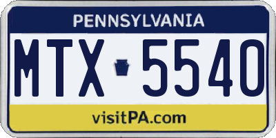 PA license plate MTX5540