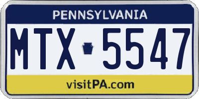 PA license plate MTX5547