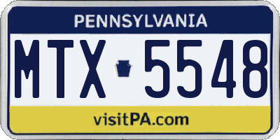 PA license plate MTX5548