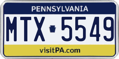 PA license plate MTX5549