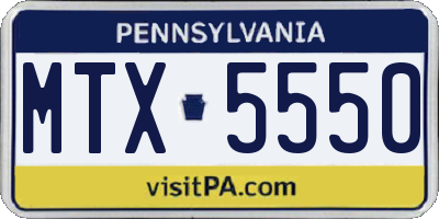 PA license plate MTX5550